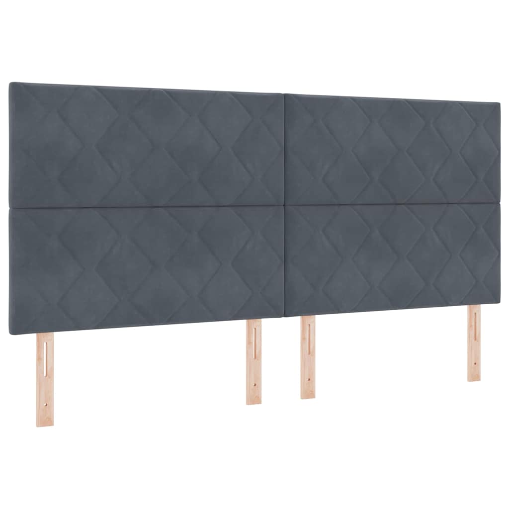 LED Box Spring Krevet Tamno siva 200 x 200 cm Baršun