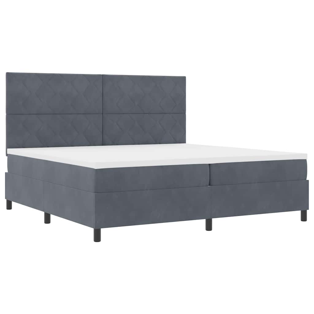 LED Box Spring Krevet Tamno siva 200 x 200 cm Baršun