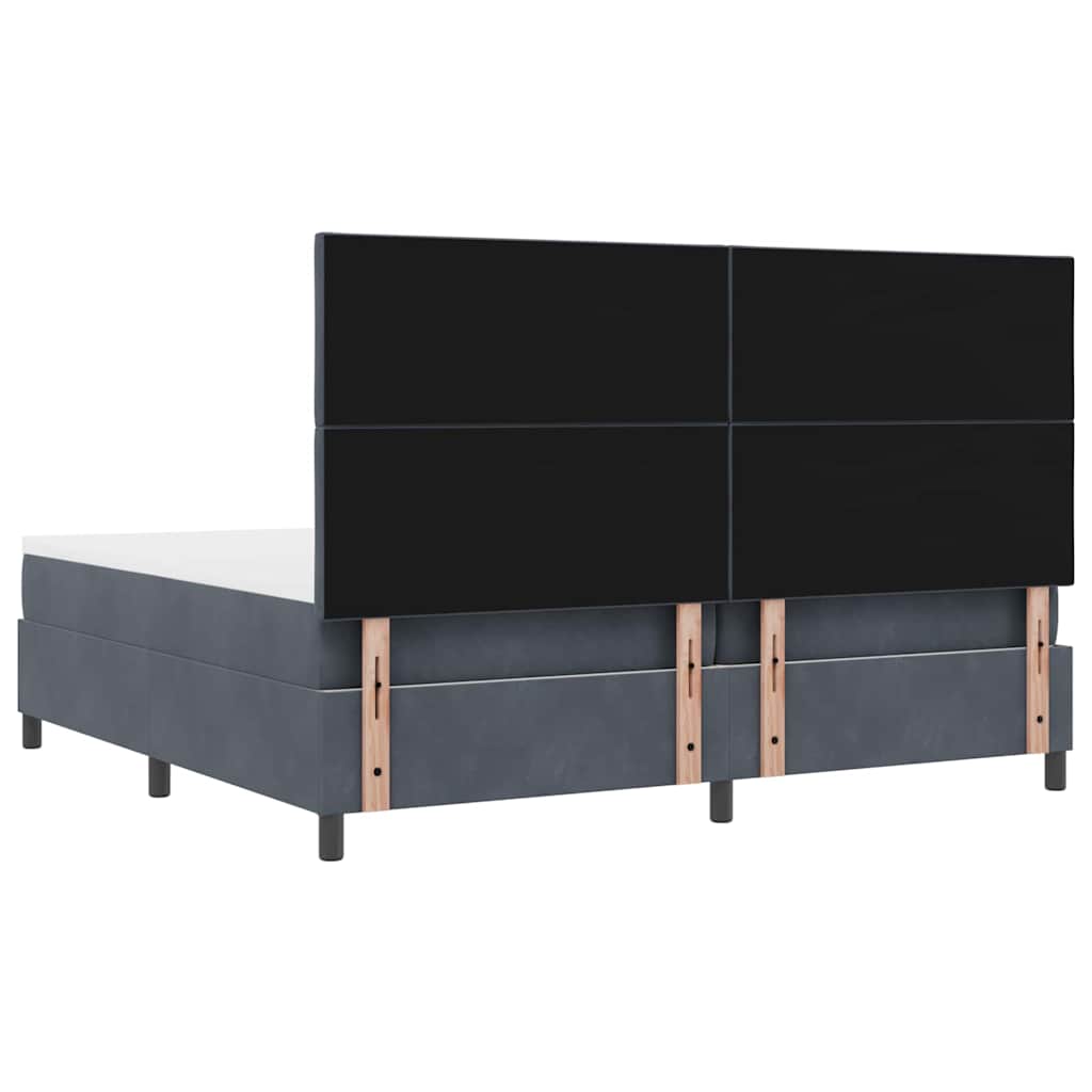 LED Box Spring Krevet Tamno siva 200 x 200 cm Baršun
