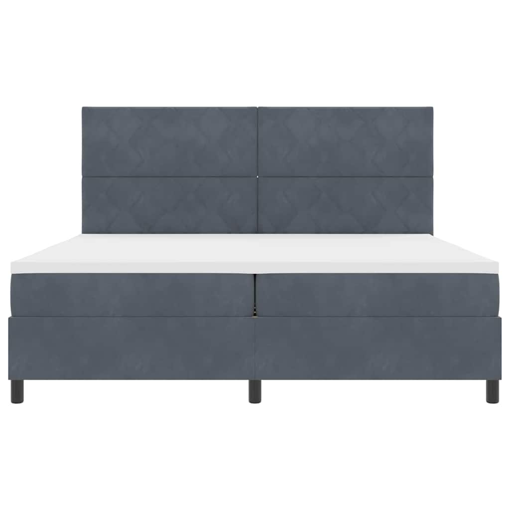 LED Box Spring Krevet Tamno siva 200 x 200 cm Baršun
