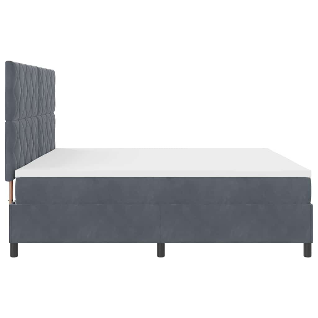 LED Box Spring Krevet Tamno siva 200 x 200 cm Baršun