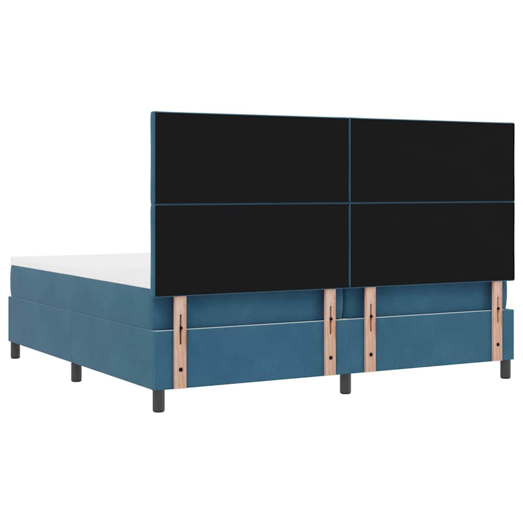 LED Box Spring Krevet Tamno plava 200 x 200 cm Baršun