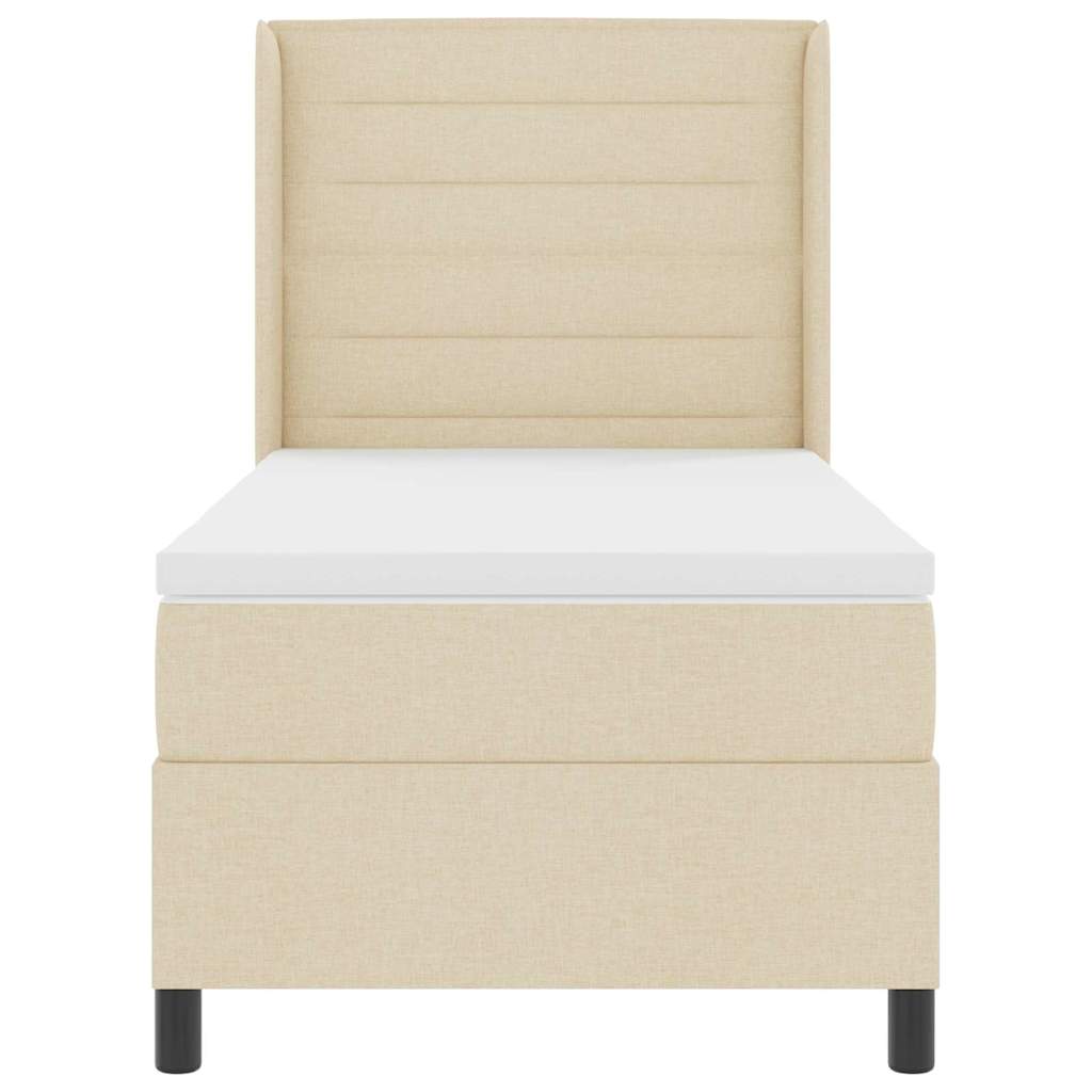 LED Box Spring Krevet s madracem Krema 80 x 200 cm tkanina