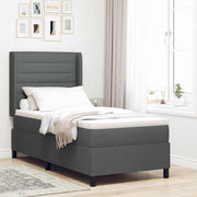 LED Box Spring Krevet s madracem Tamno siva 90 x 190 cm tkanina