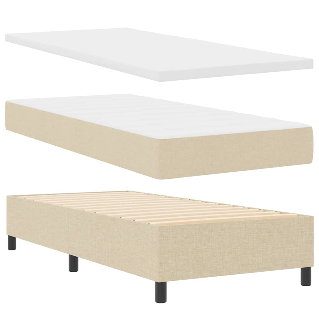 LED Box Spring Krevet s madracem Krema 100 x 200 cm tkanina