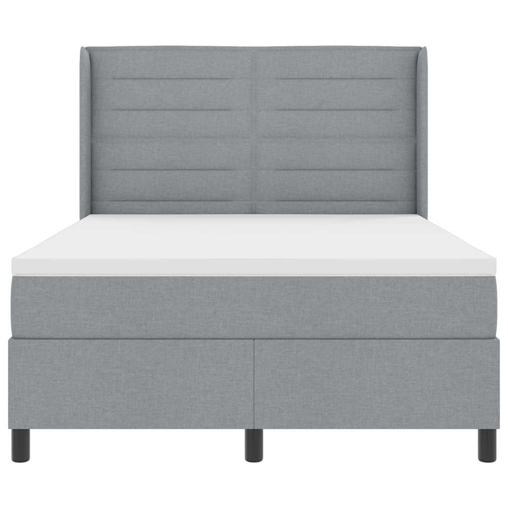 LED Box Spring Krevet Svijetlo siva 140 x 190 cm tkanina