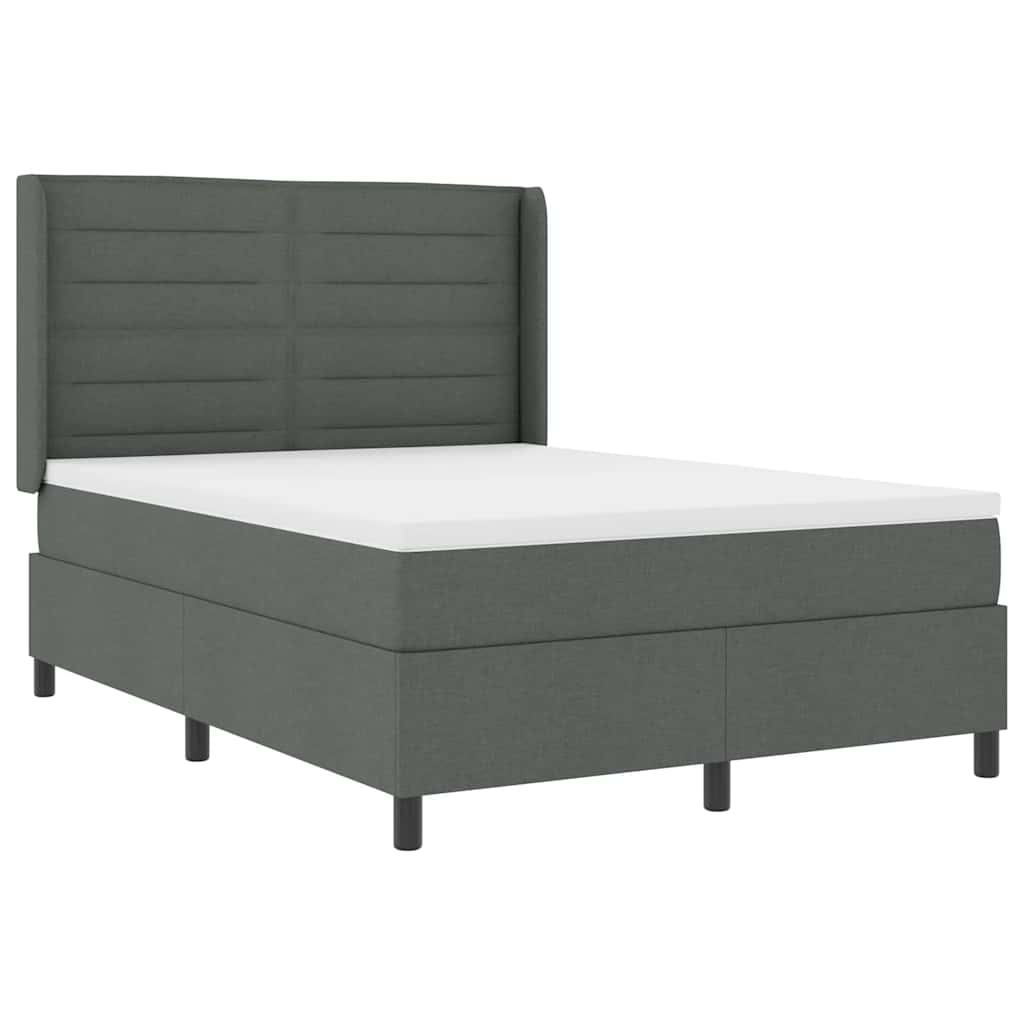 LED Box Spring Krevet Tamno siva 140 x 190 cm tkanina