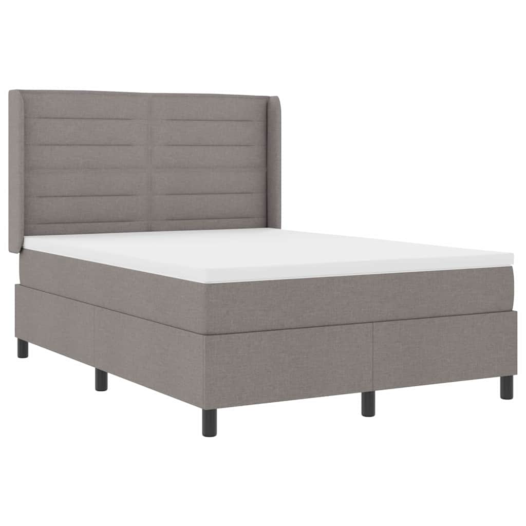 LED Box Spring Krevet Sivo-smeđa 140 x 190 cm tkanina
