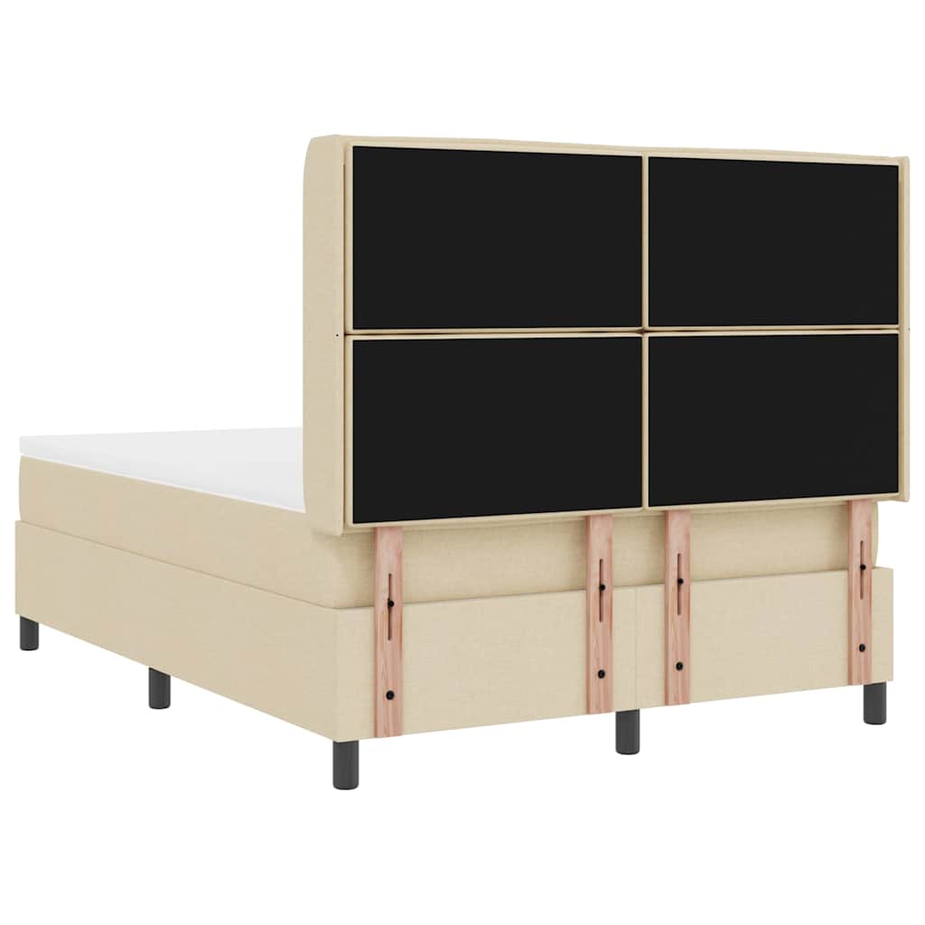 LED Box Spring Krevet s madracem Krema 140 x 190 cm tkanina