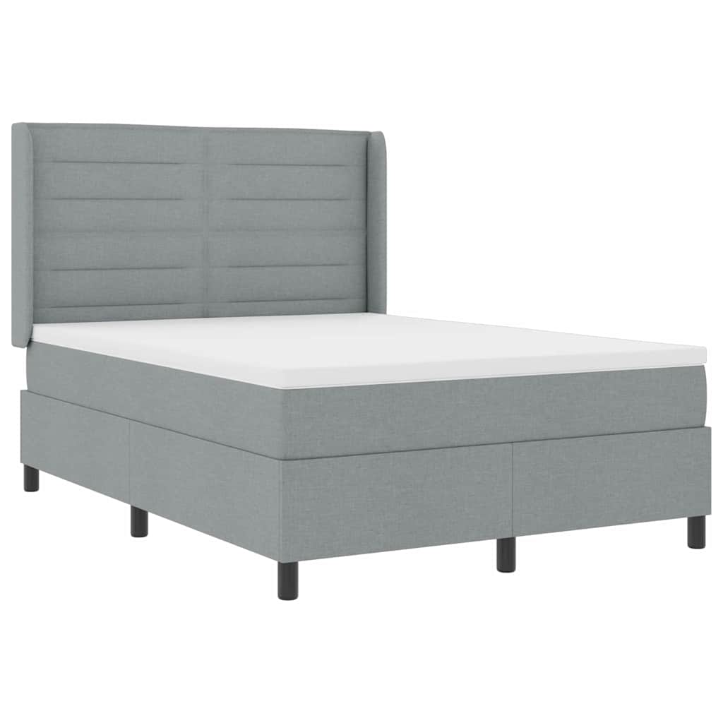 LED Box Spring Krevet Svijetlo siva 140 x 200 cm tkanina