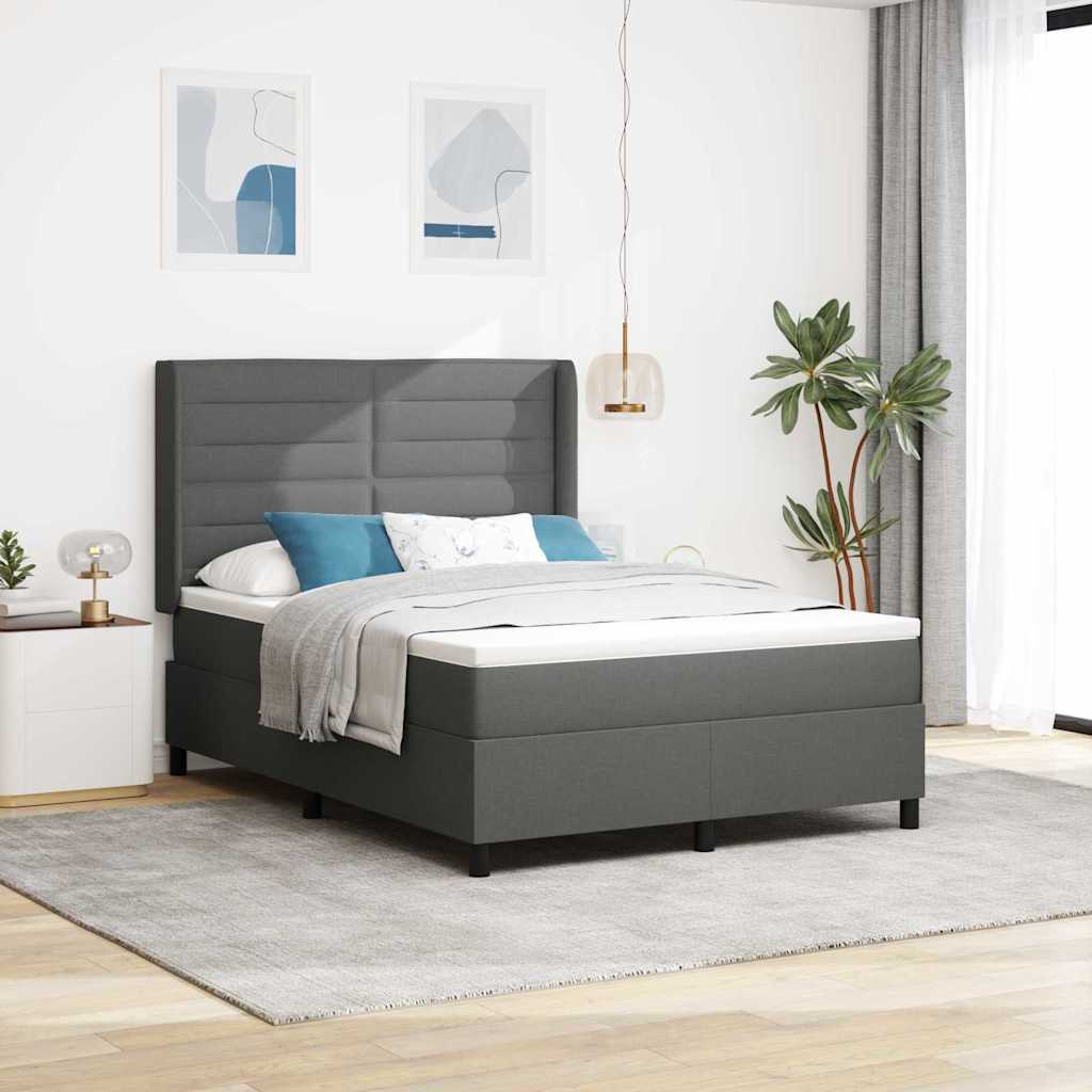 LED Box Spring Krevet Tamno siva 140 x 200 cm tkanina