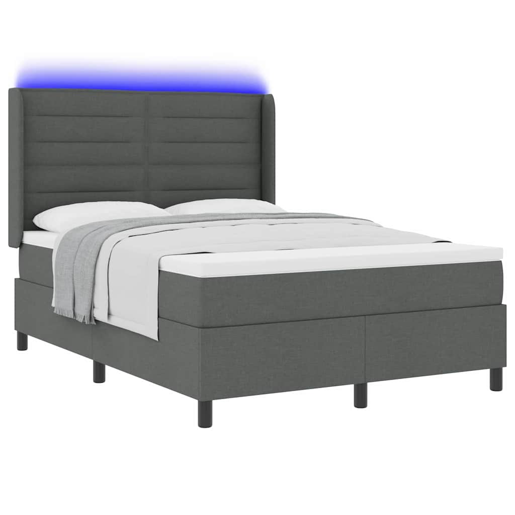 LED Box Spring Krevet Tamno siva 140 x 200 cm tkanina
