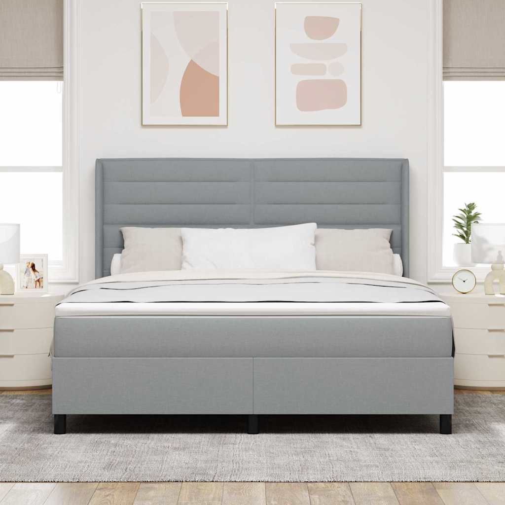 LED Box Spring Krevet Svijetlo siva 180 x 200 cm tkanina