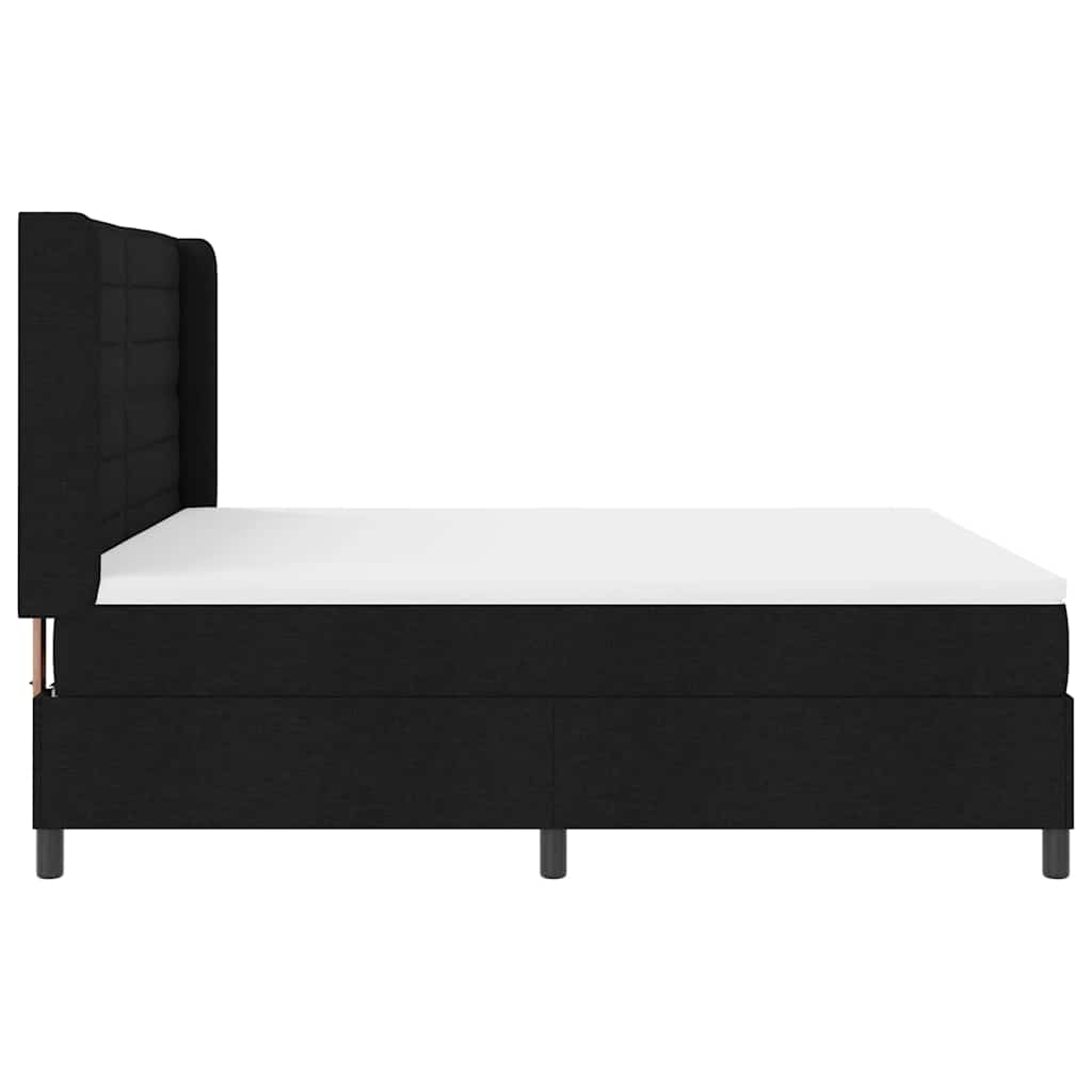 LED Box Spring Krevet s madracem Crna 180 x 200 cm tkanina