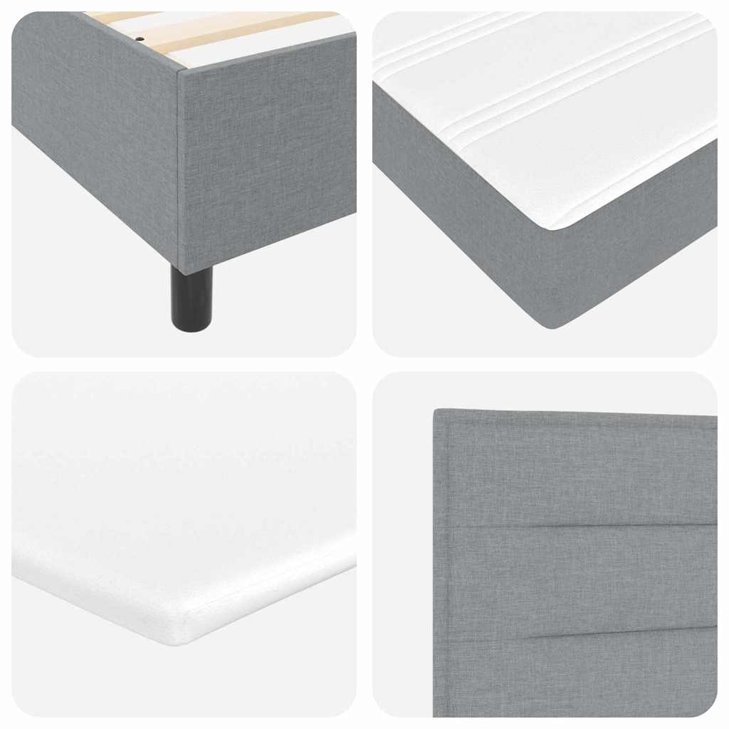 LED Box Spring Krevet Svijetlo siva 200 x 200 cm tkanina