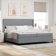 LED Box Spring Krevet Svijetlo siva 200 x 200 cm tkanina