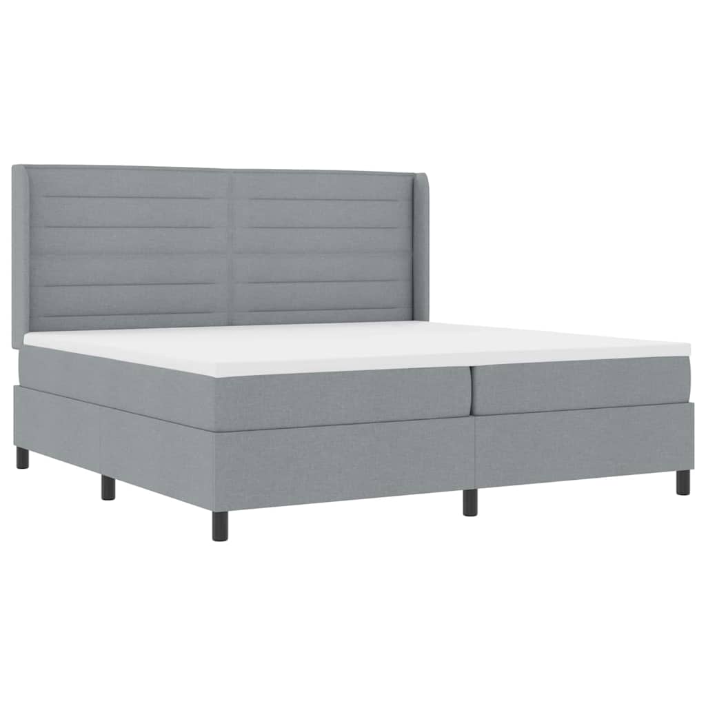 LED Box Spring Krevet Svijetlo siva 200 x 200 cm tkanina