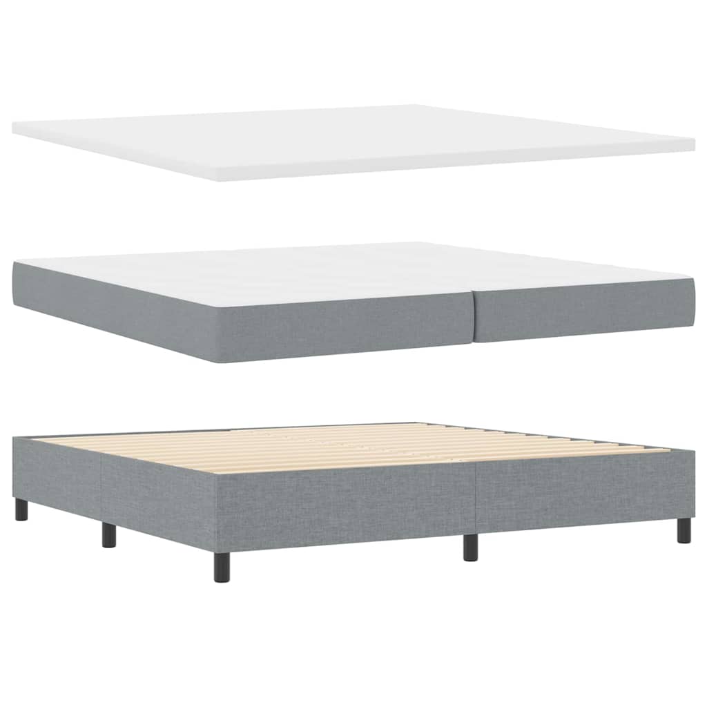 LED Box Spring Krevet Svijetlo siva 200 x 200 cm tkanina