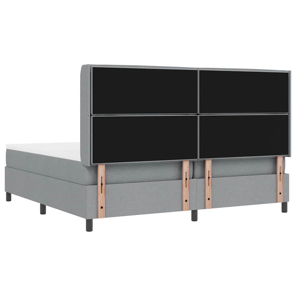 LED Box Spring Krevet Svijetlo siva 200 x 200 cm tkanina