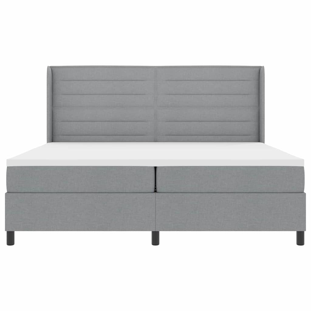 LED Box Spring Krevet Svijetlo siva 200 x 200 cm tkanina