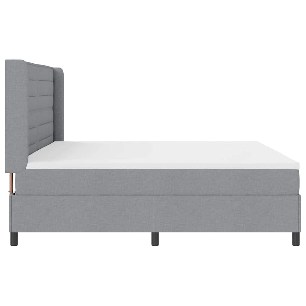 LED Box Spring Krevet Svijetlo siva 200 x 200 cm tkanina