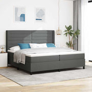 LED Box Spring Krevet Tamno siva 200 x 200 cm tkanina