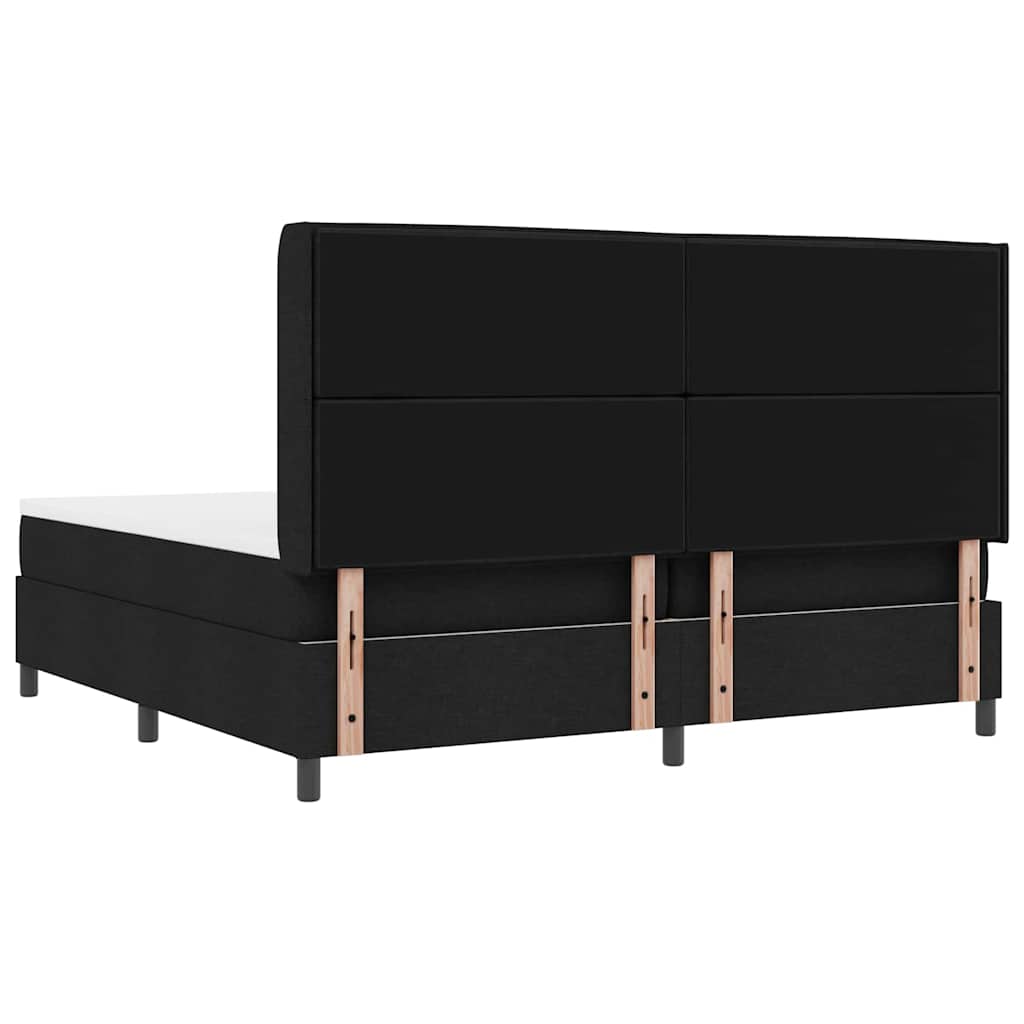 LED Box Spring Krevet s madracem Crna 200 x 200 cm tkanina