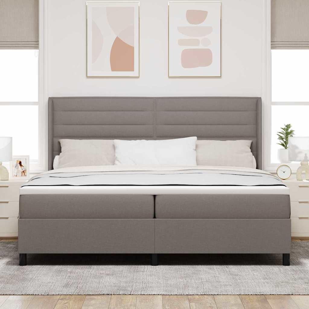 LED Box Spring Krevet Sivo-smeđa 200 x 200 cm tkanina