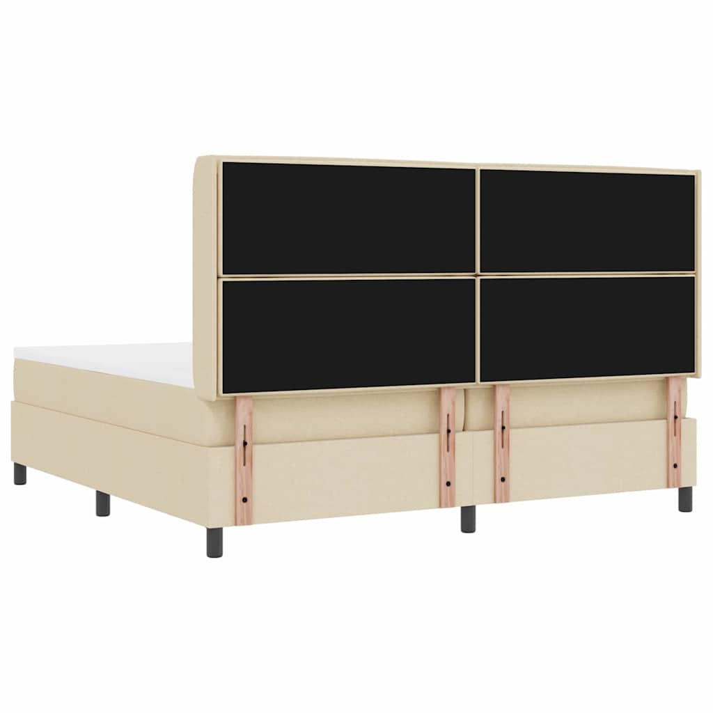 LED Box Spring Krevet s madracem Krema 200 x 200 cm tkanina