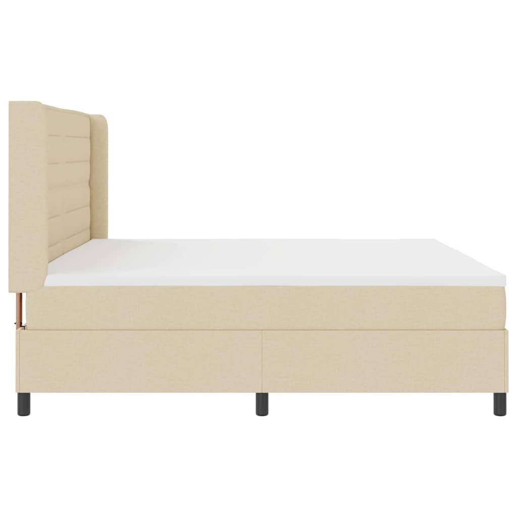 LED Box Spring Krevet s madracem Krema 200 x 200 cm tkanina
