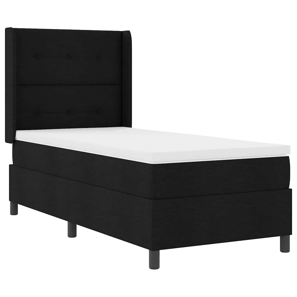 LED Box Spring Krevet s madracem Crna 90 x 190 cm tkanina