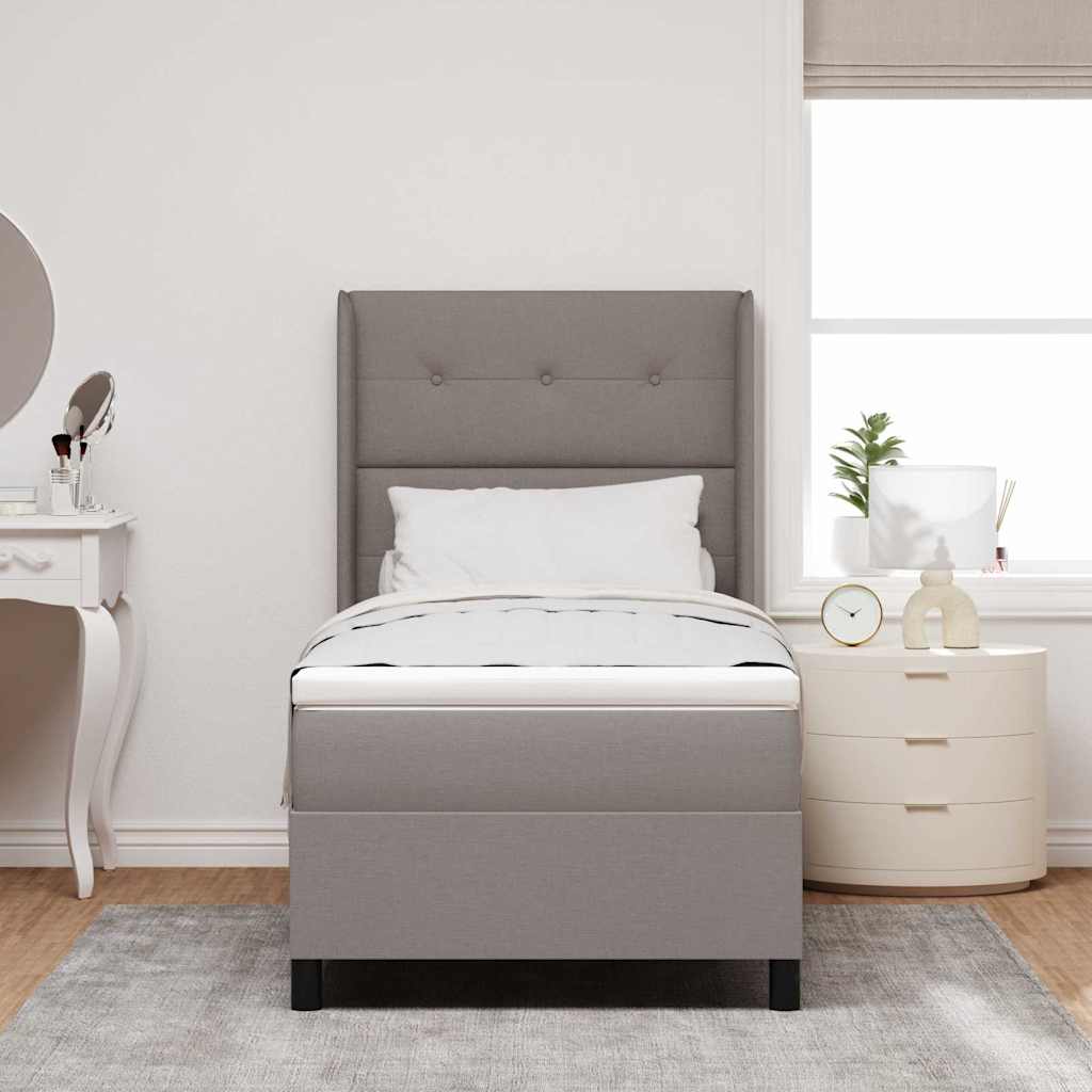 LED Box Spring Krevet Sivo-smeđa 90 x 200 cm tkanina
