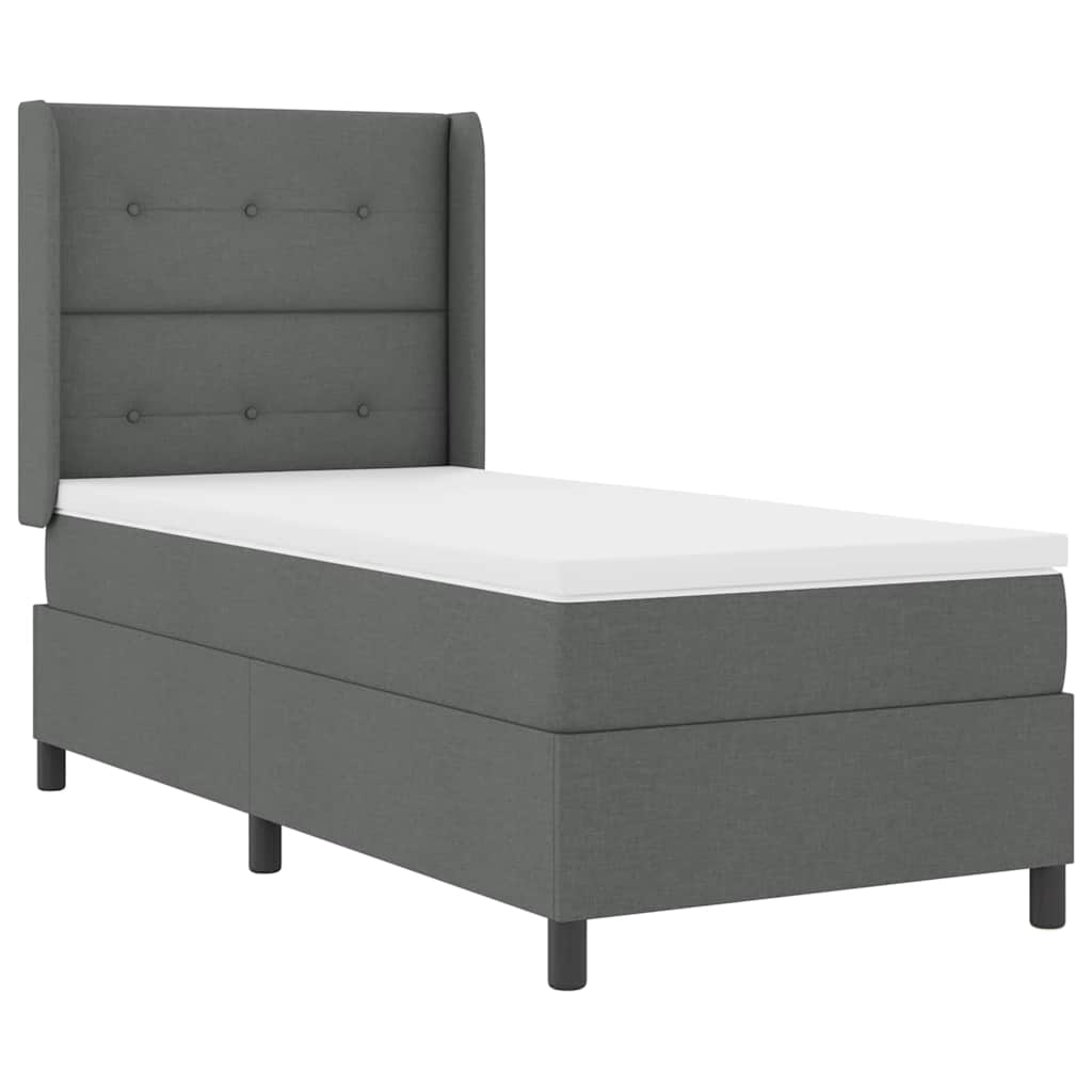 LED Box Spring Krevet Tamno siva 100 x 200 cm tkanina