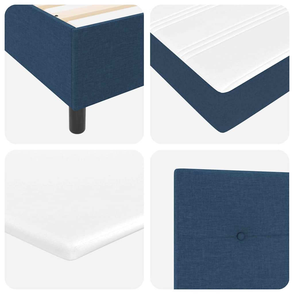 LED Box Spring Krevet s uzglavljem Plava 100 x 200 cm tkanina