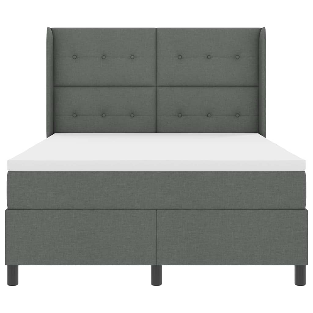 LED Box Spring Krevet Tamno siva 140 x 190 cm tkanina