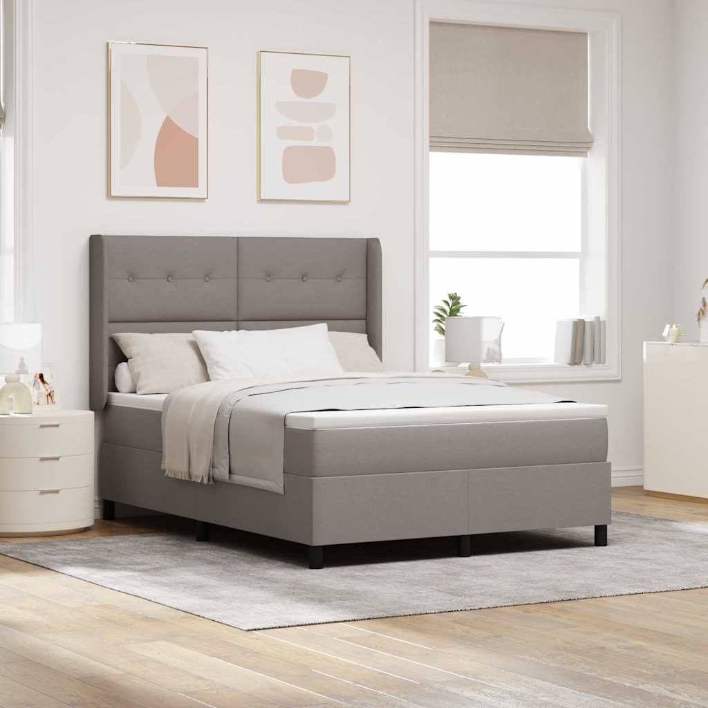 LED Box Spring Krevet Sivo-smeđa 140 x 190 cm tkanina