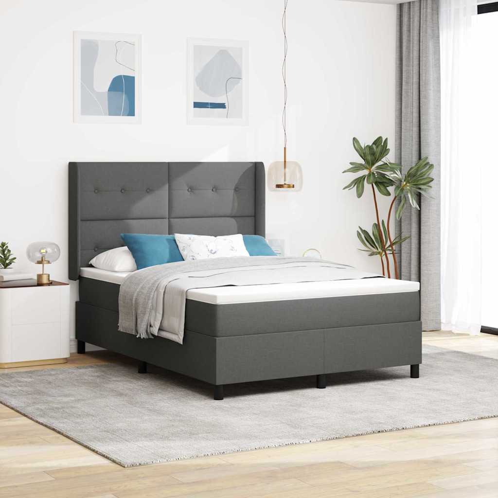 LED Box Spring Krevet Tamno siva 140 x 200 cm tkanina