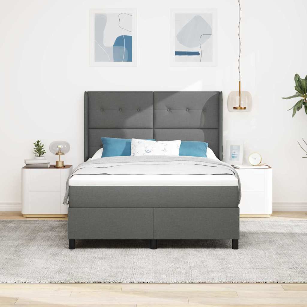 LED Box Spring Krevet Tamno siva 140 x 200 cm tkanina