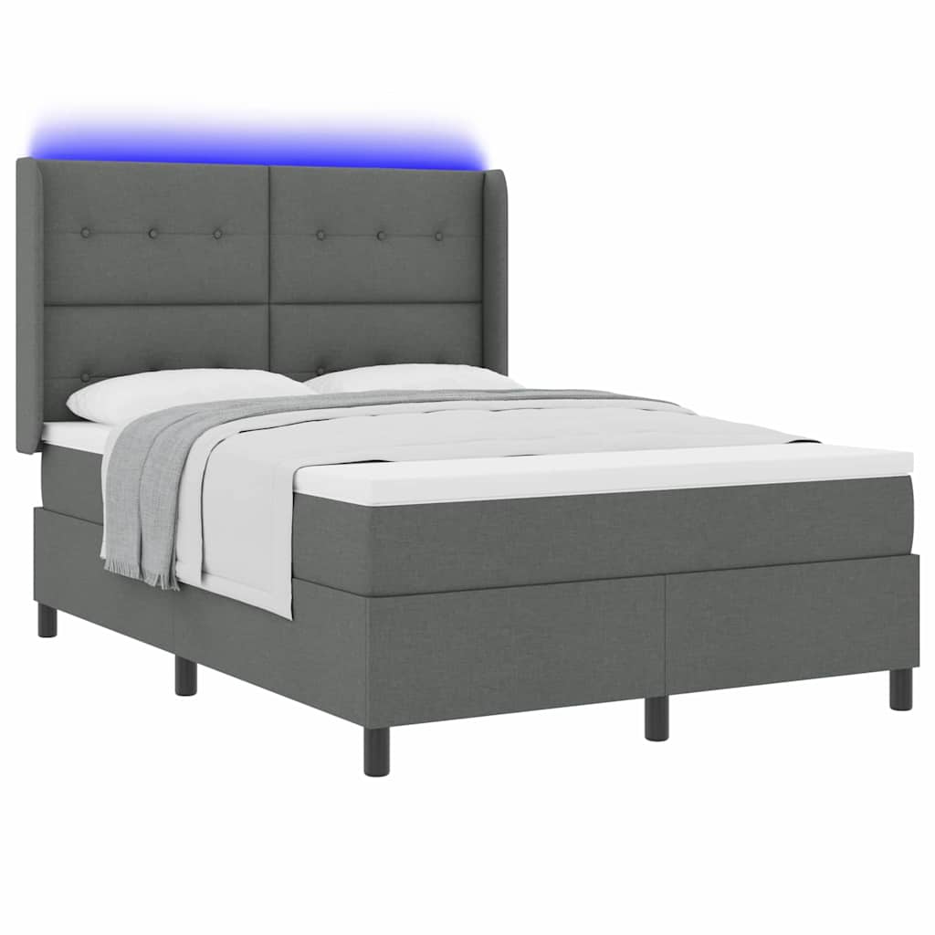 LED Box Spring Krevet Tamno siva 140 x 200 cm tkanina