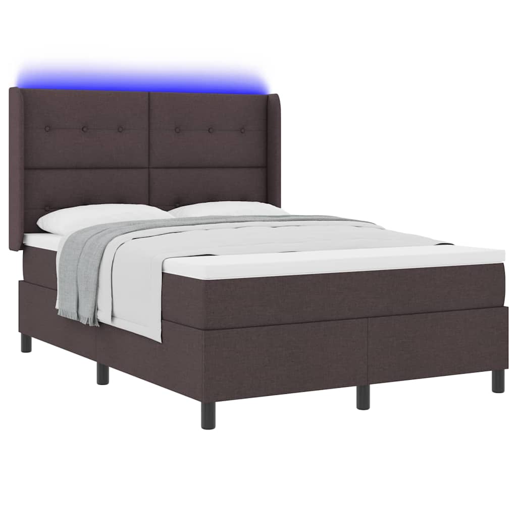 LED Box Spring Krevet Tamno smeđa 140 x 200 cm tkanina