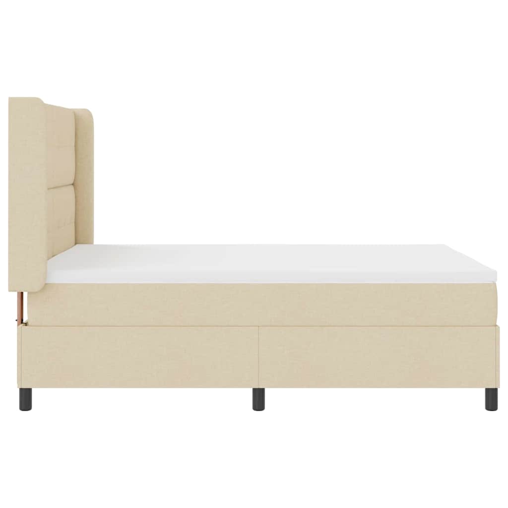 LED Box Spring Krevet s madracem Krema 140 x 200 cm tkanina