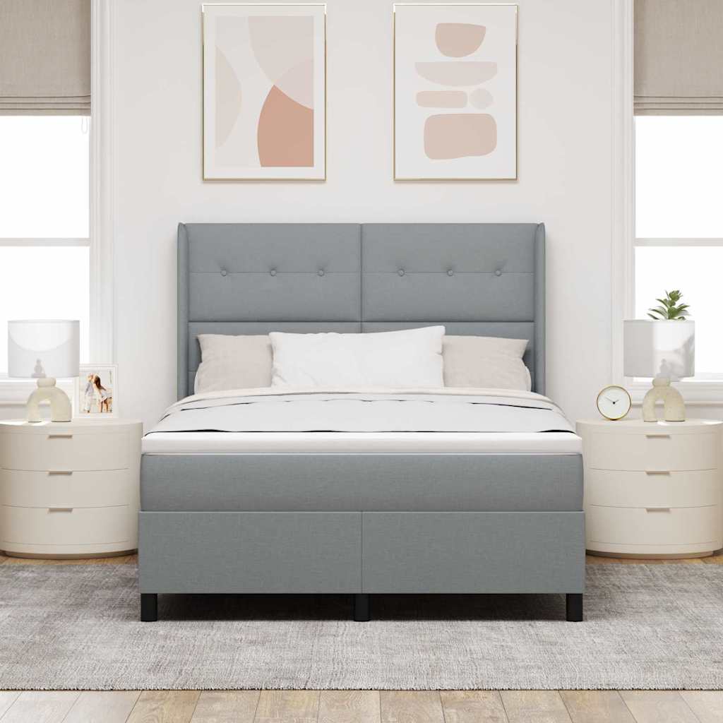 LED Box Spring Krevet Svijetlo siva 160 x 200 cm tkanina