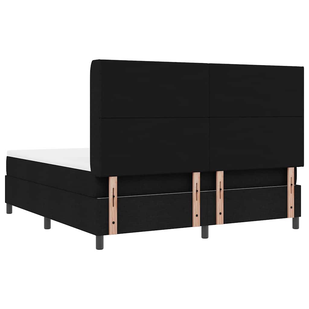 LED Box Spring Krevet s madracem Crna 180 x 200 cm tkanina
