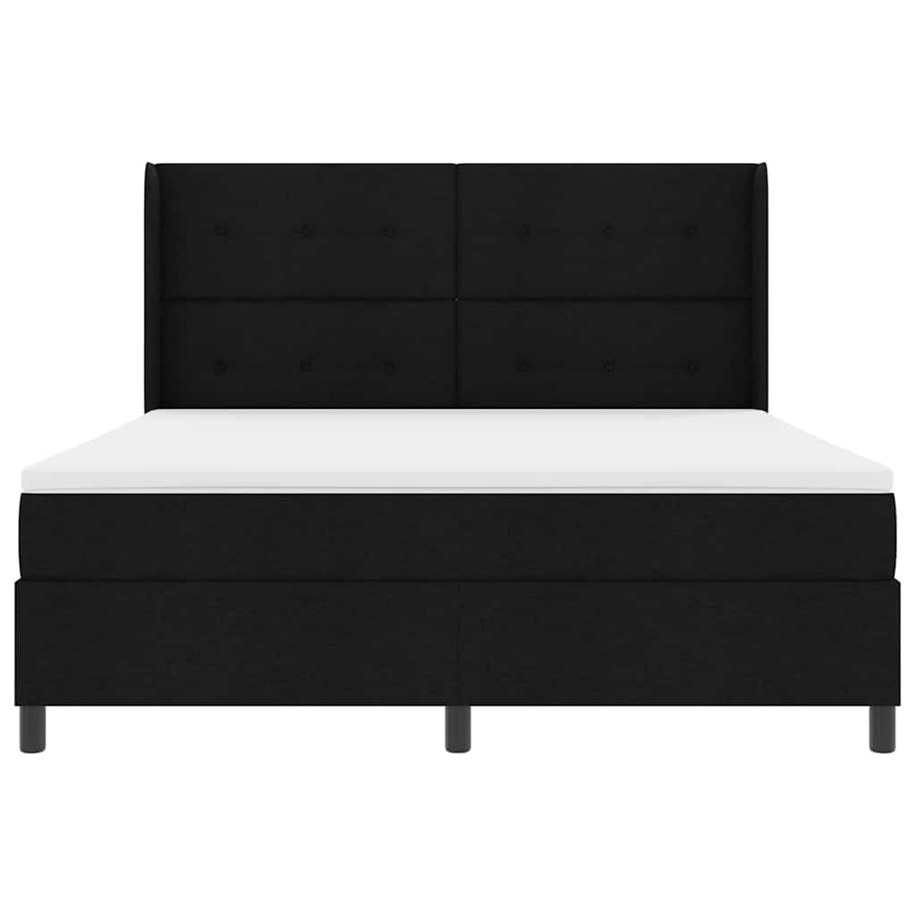 LED Box Spring Krevet s madracem Crna 180 x 200 cm tkanina