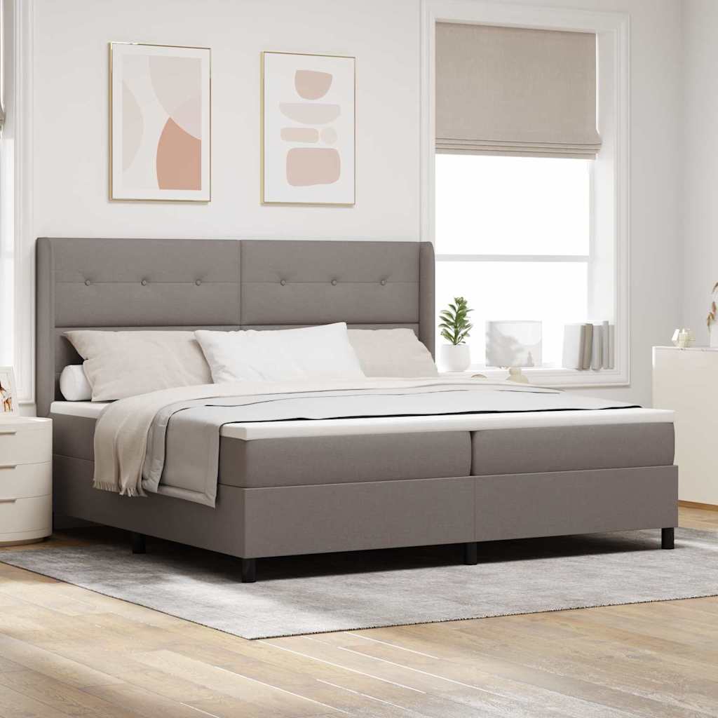 LED Box Spring Krevet Sivo-smeđa 200 x 200 cm tkanina