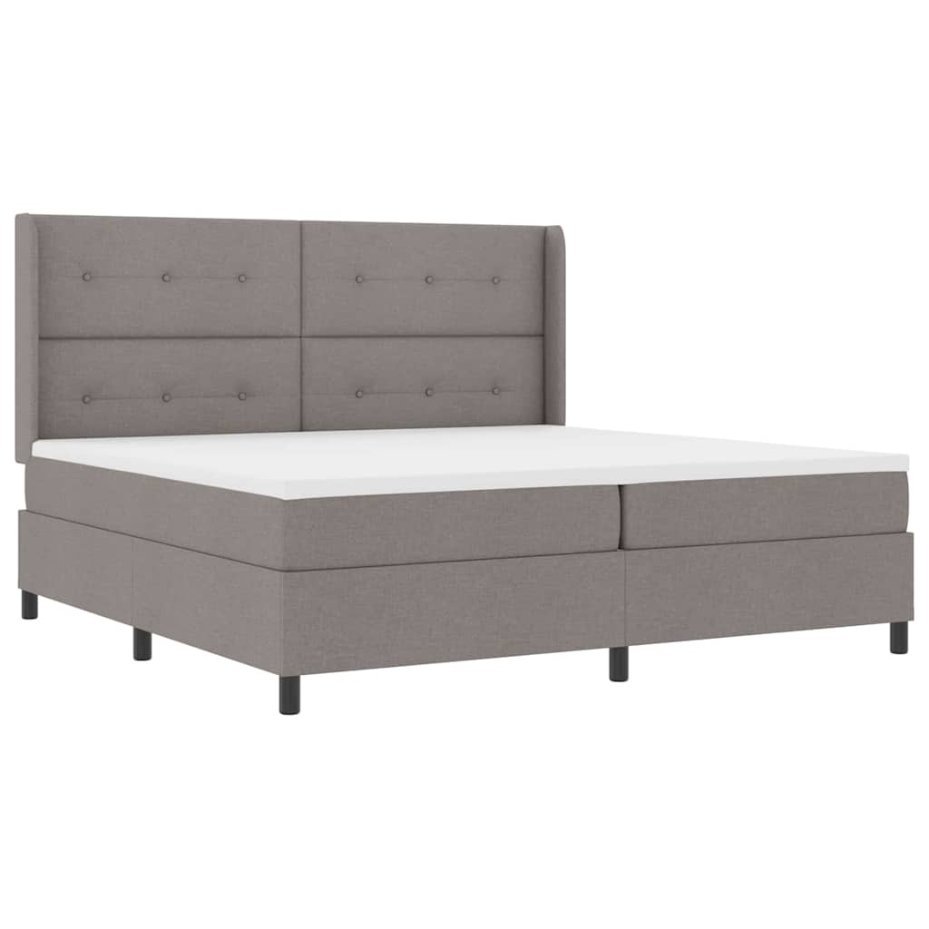 LED Box Spring Krevet Sivo-smeđa 200 x 200 cm tkanina