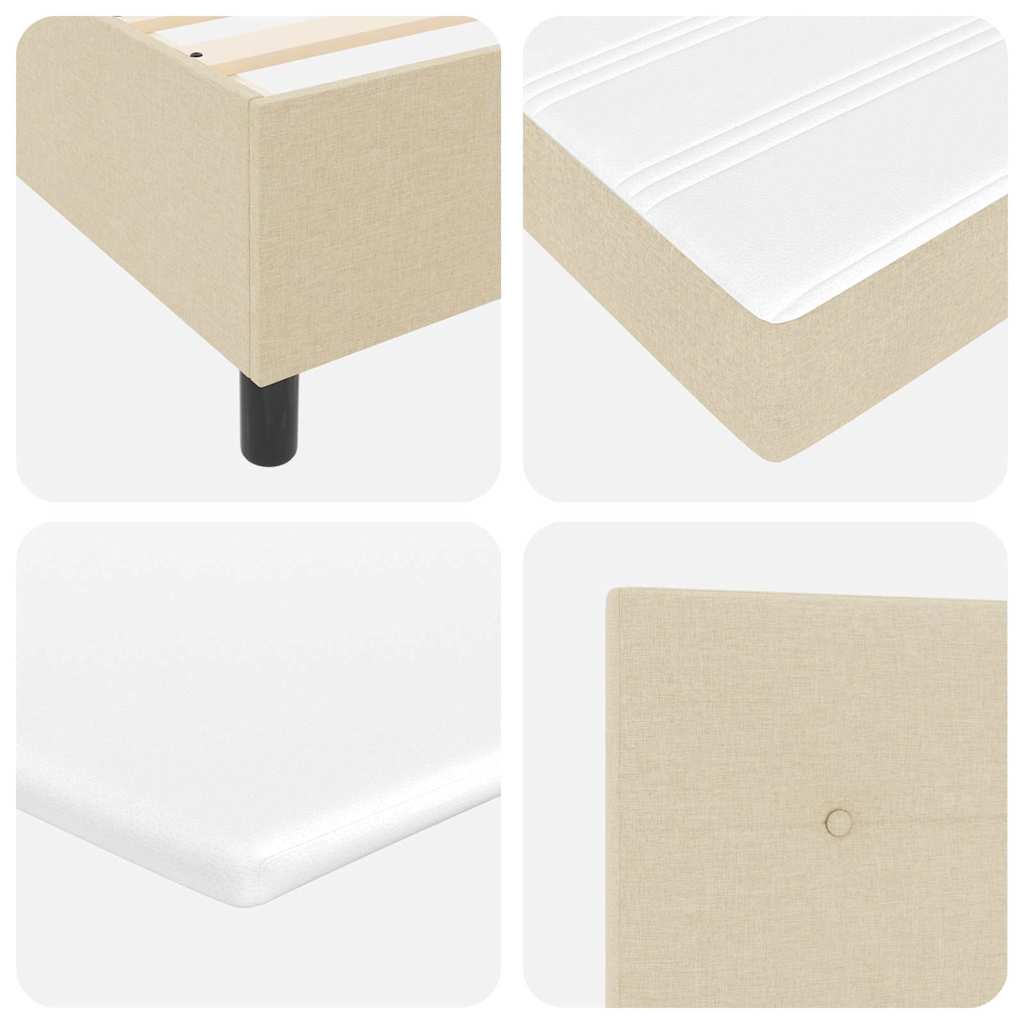 LED Box Spring Krevet s madracem Krema 200 x 200 cm tkanina