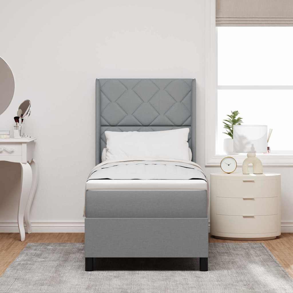 LED Box Spring Krevet Svijetlo siva 80 x 200 cm tkanina