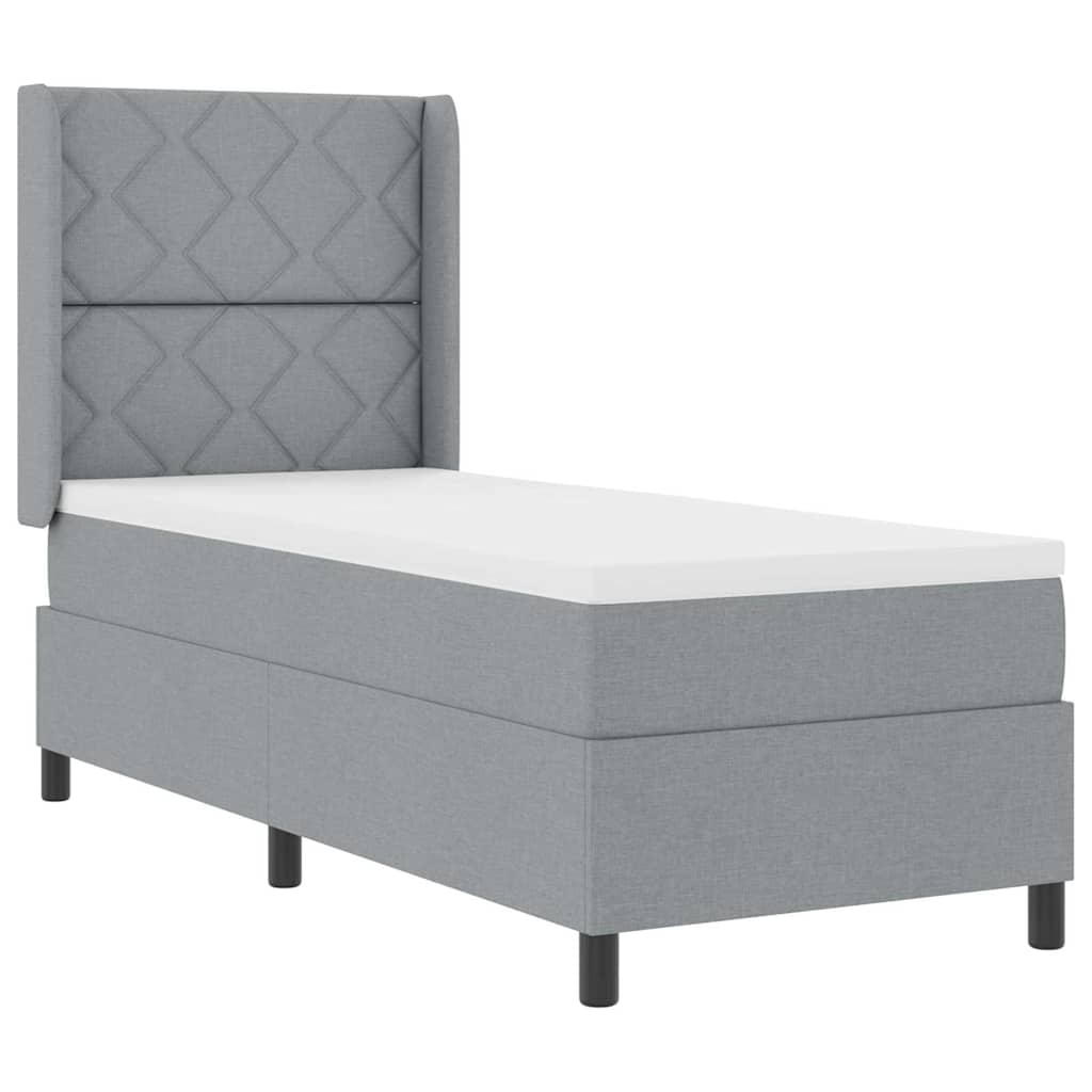 LED Box Spring Krevet Svijetlo siva 80 x 200 cm tkanina