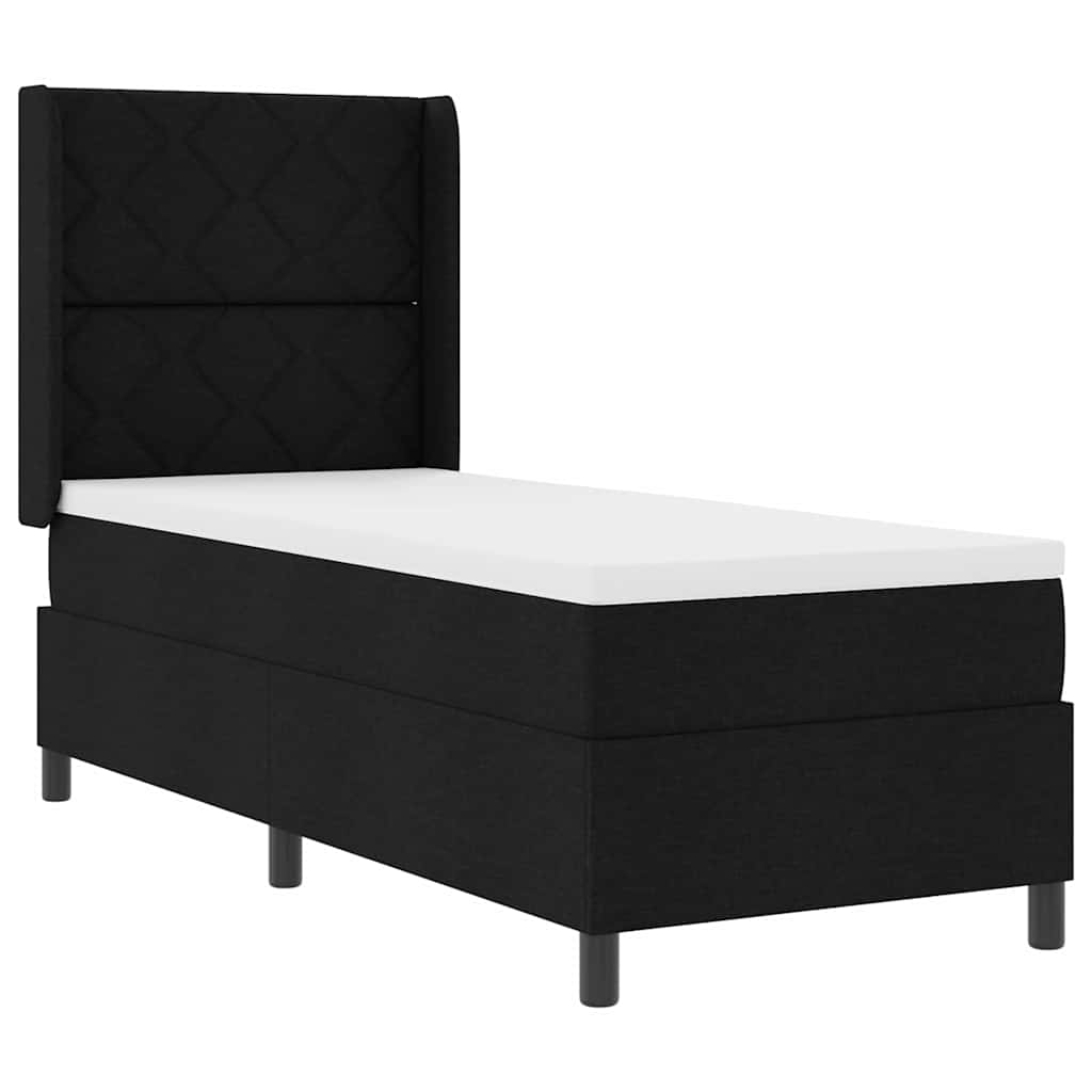 LED Box Spring Krevet s madracem Crna 80 x 200 cm tkanina